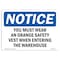 Signmission OSHA Sign, You Must Wear An Orange Vest When, 14in X 10in Plastic, 14" W, 10" H, Landscap OS-NS-P-1014-L-19101 - alternate 1